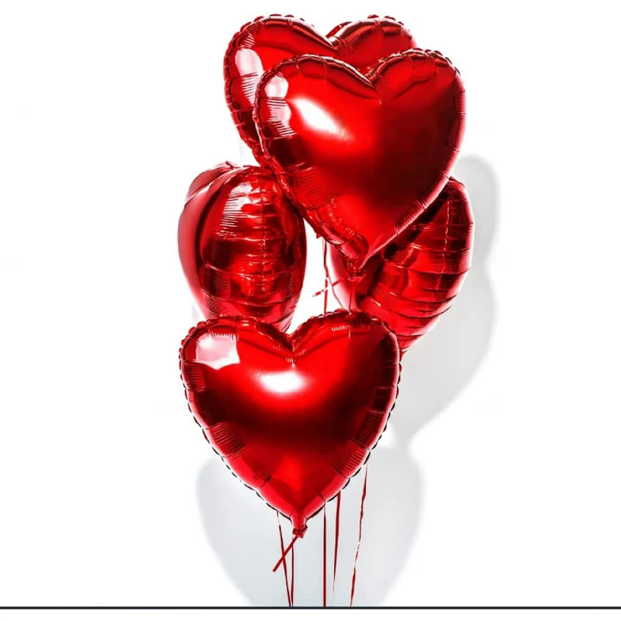 Set Of 5 Red Heart Of Helium Balloons