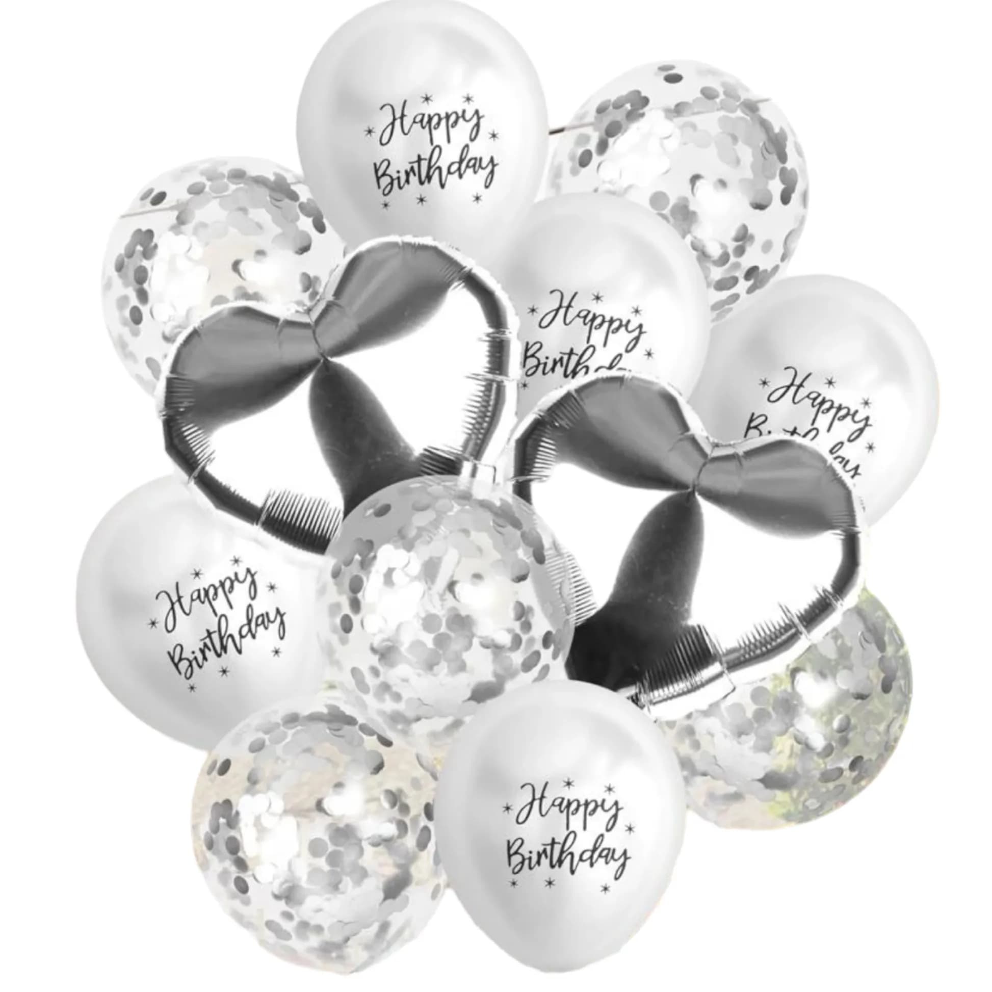 Helium Balloon Silver Birthday