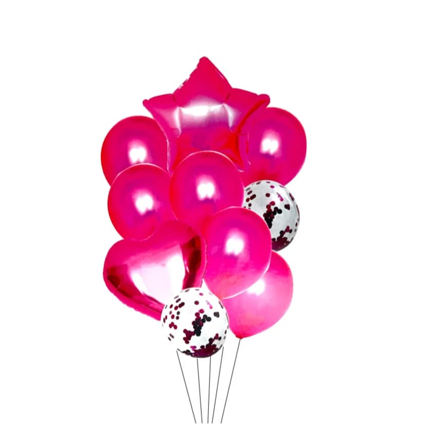 Set Of 10 Pink Helium Balloons