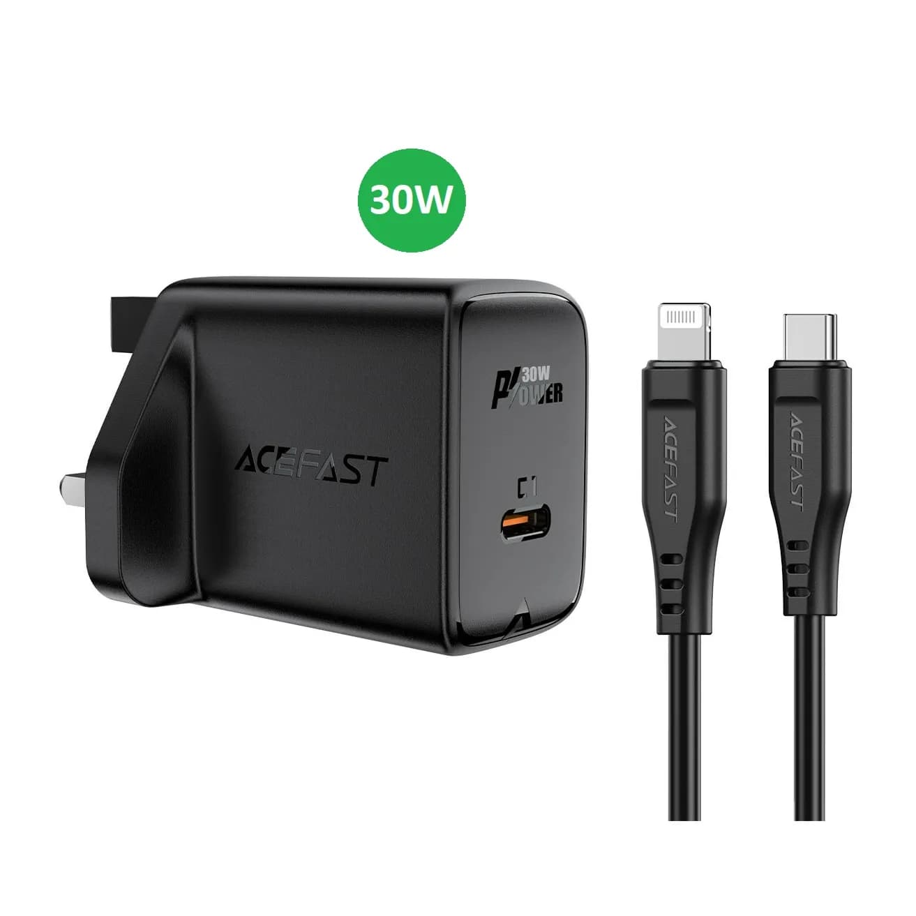 Fast Charger For Iphone,30W Adapter With C To Lightning Cable 1M -Acefast 24301