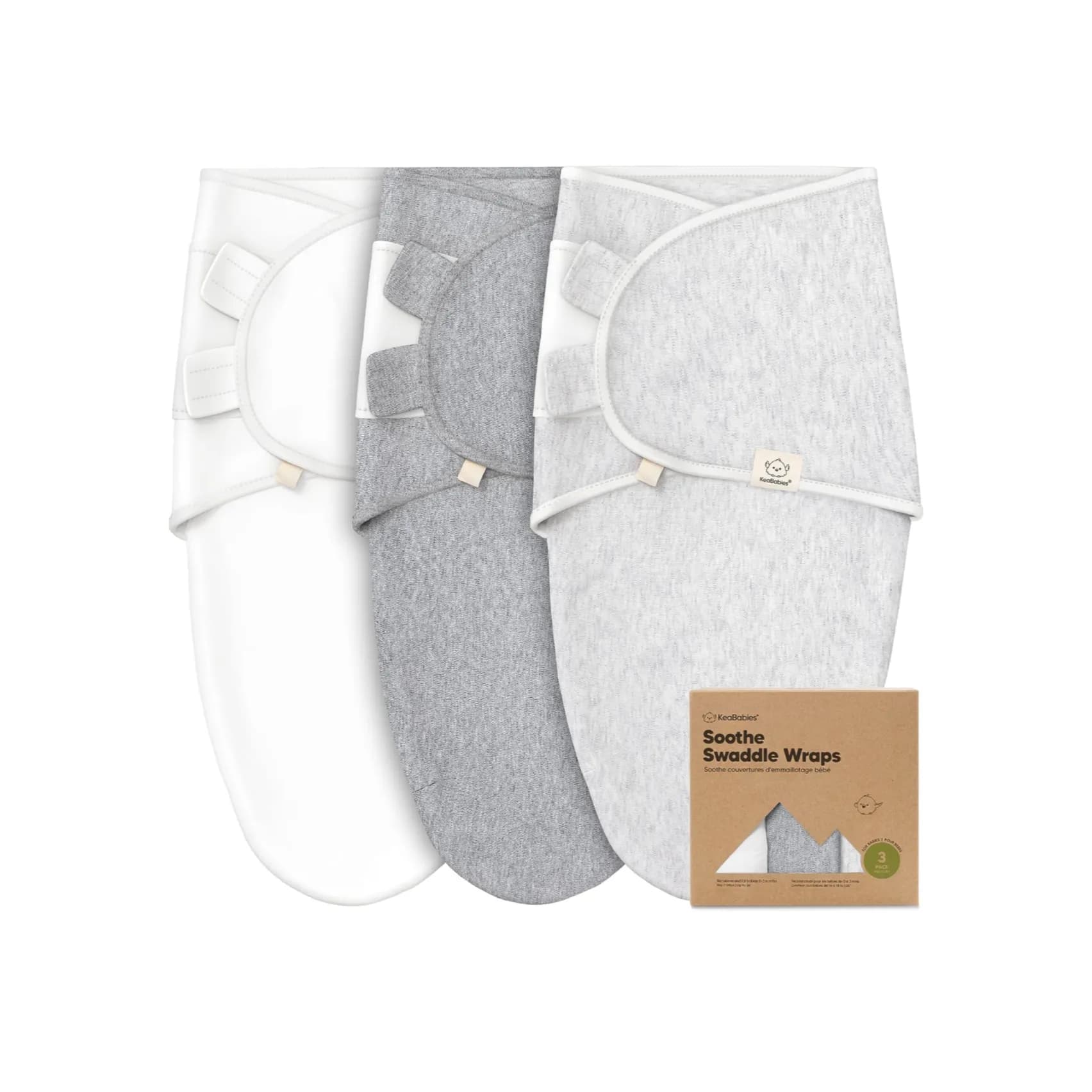 3-Pack Organic Baby Swaddle Sleep Sacks - 0-3 Months, Grey