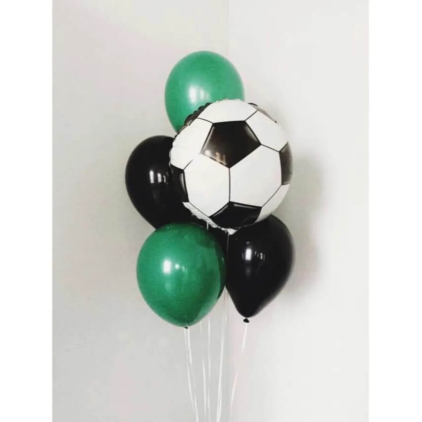 Football Balloon With 4 Balloons Latex Black And Green