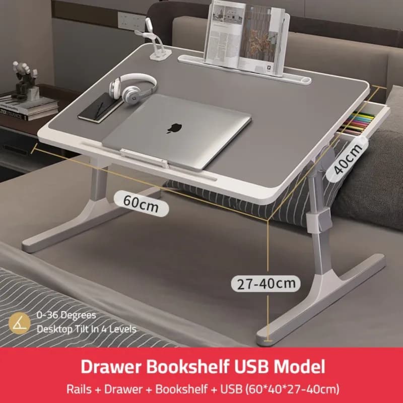 Adjustable Bed Laptop Table - Foldable Lifting Desk for Computer, Study, Reading, Work