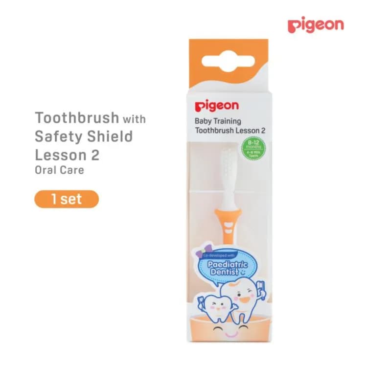 Pigeon Baby Training Toothbrush Orange Color Lesson 2 From Age 8-12 Months 1Pcs Ref-78339-2