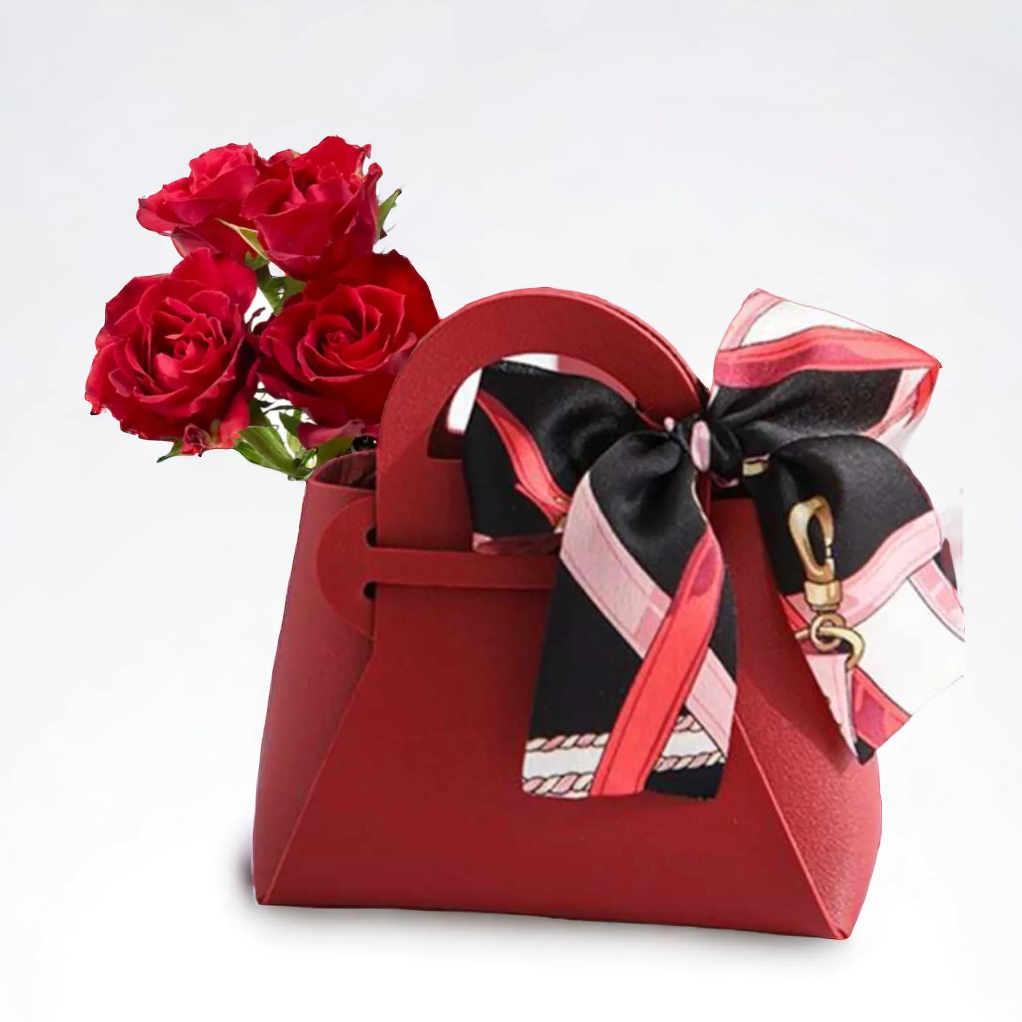 1 Baby Rose In Leather Bag Red