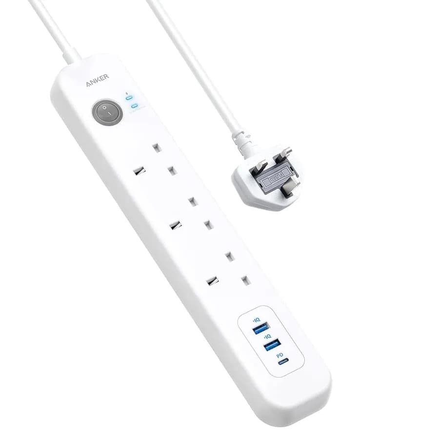 Anker Power Extension,3 Plug,2Usb-A And High Speed Usb-C Power Strip With 2M Cable-A9136K21