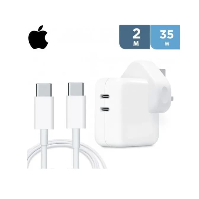 Apple Dual Usb C Port 35W Power Adapter + Apple Usb C To C Cable 2M