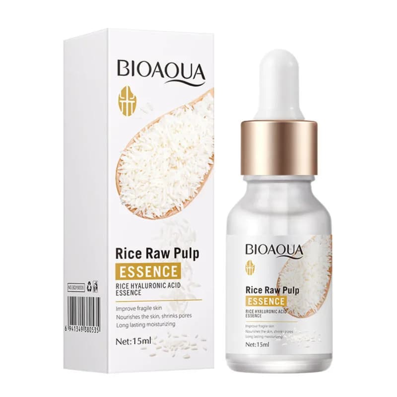 Bioaqua Rice Raw Pulp Serum 15Ml Rice Hyaluronic Acid Essence Skin Moisturizing Repairing Softening White Rice Serum Pore Acne Removing Face Essence