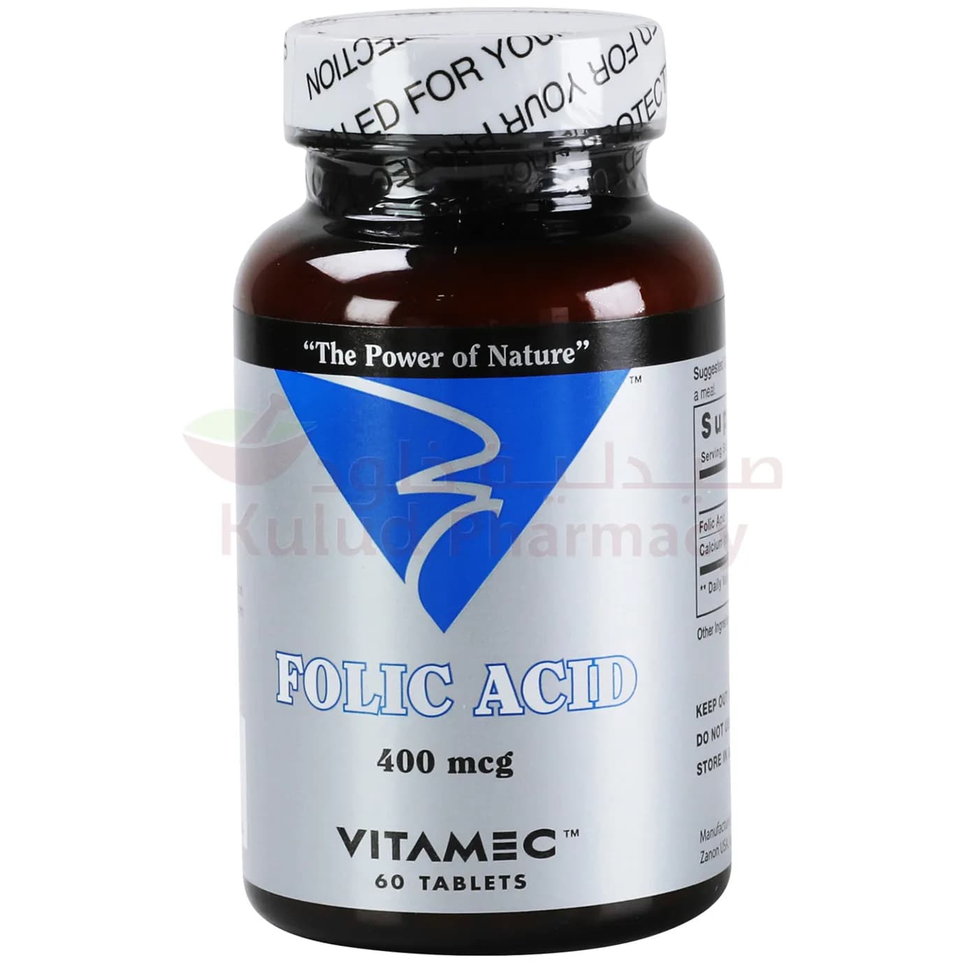 Vitamec folic acid 400 mcg 60 tablets .