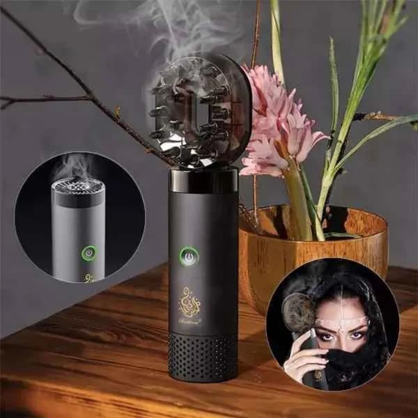 Luxury Rechargeable Bakhoor Incense Burner with Detachable Hair Comb