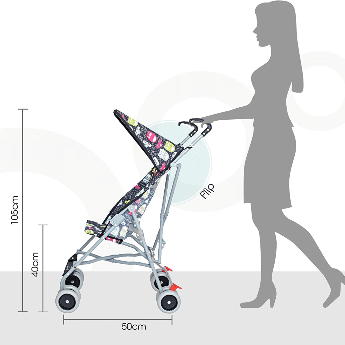 Moon Jet Ultra Light Weight Compact Fold Buggy Stroller Printed Cars (Buy 1 Get 1 Free)