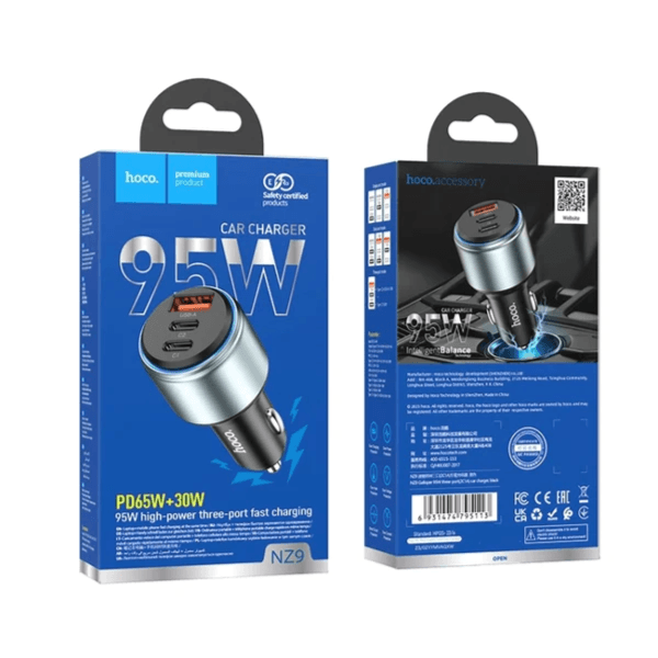 Hoco 95W Car Charger Dual Pd And One Usb