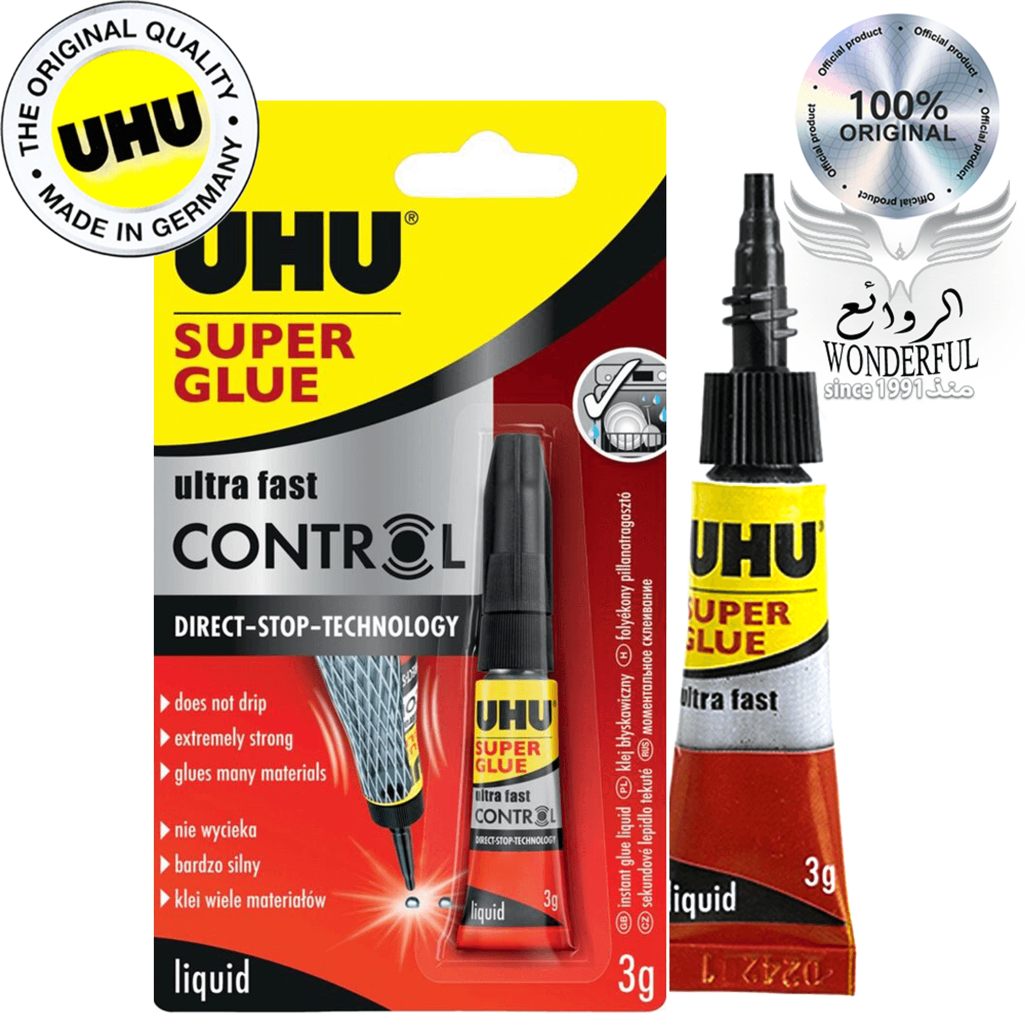 Uhu® Super Glue Fast Control - 3 G - Extremely Fast And Strong Liquid Super Glue With Direct-Stop-Technology