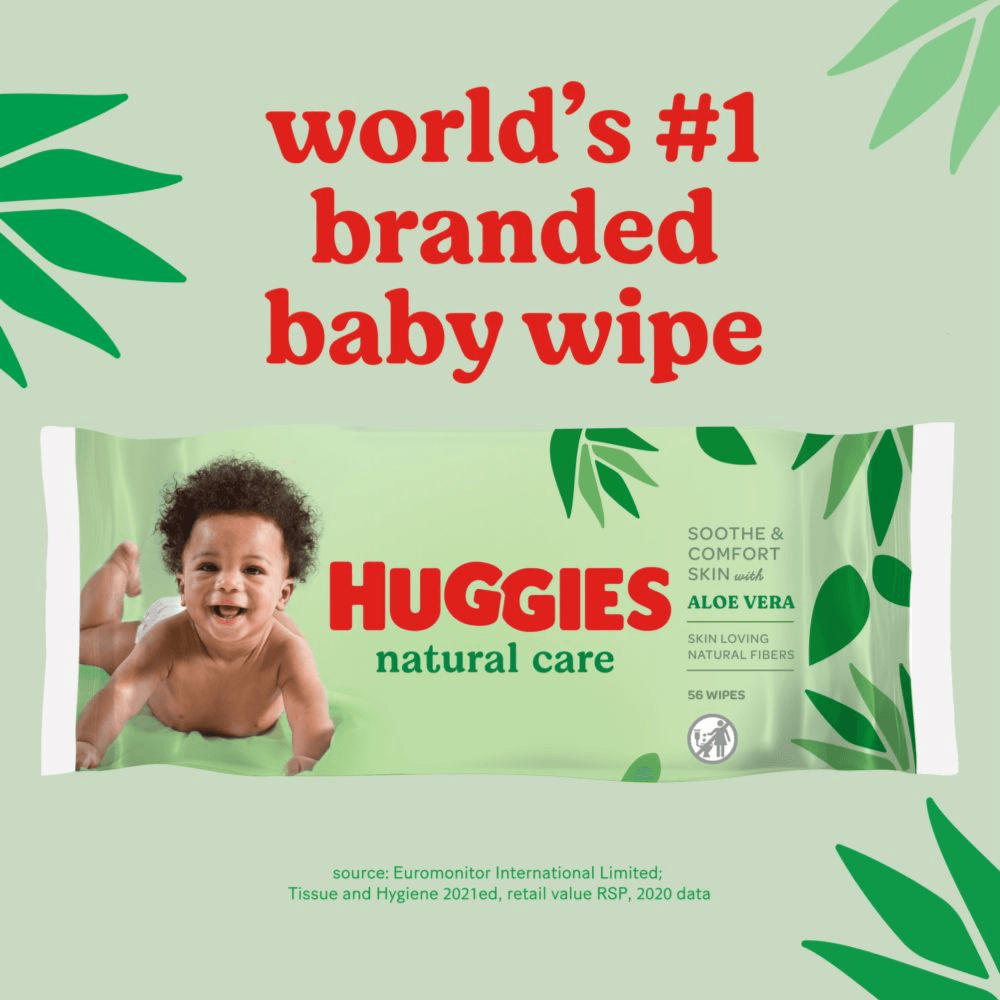 Huggies Baby Wipes Natural Care 56's 2+1 Free