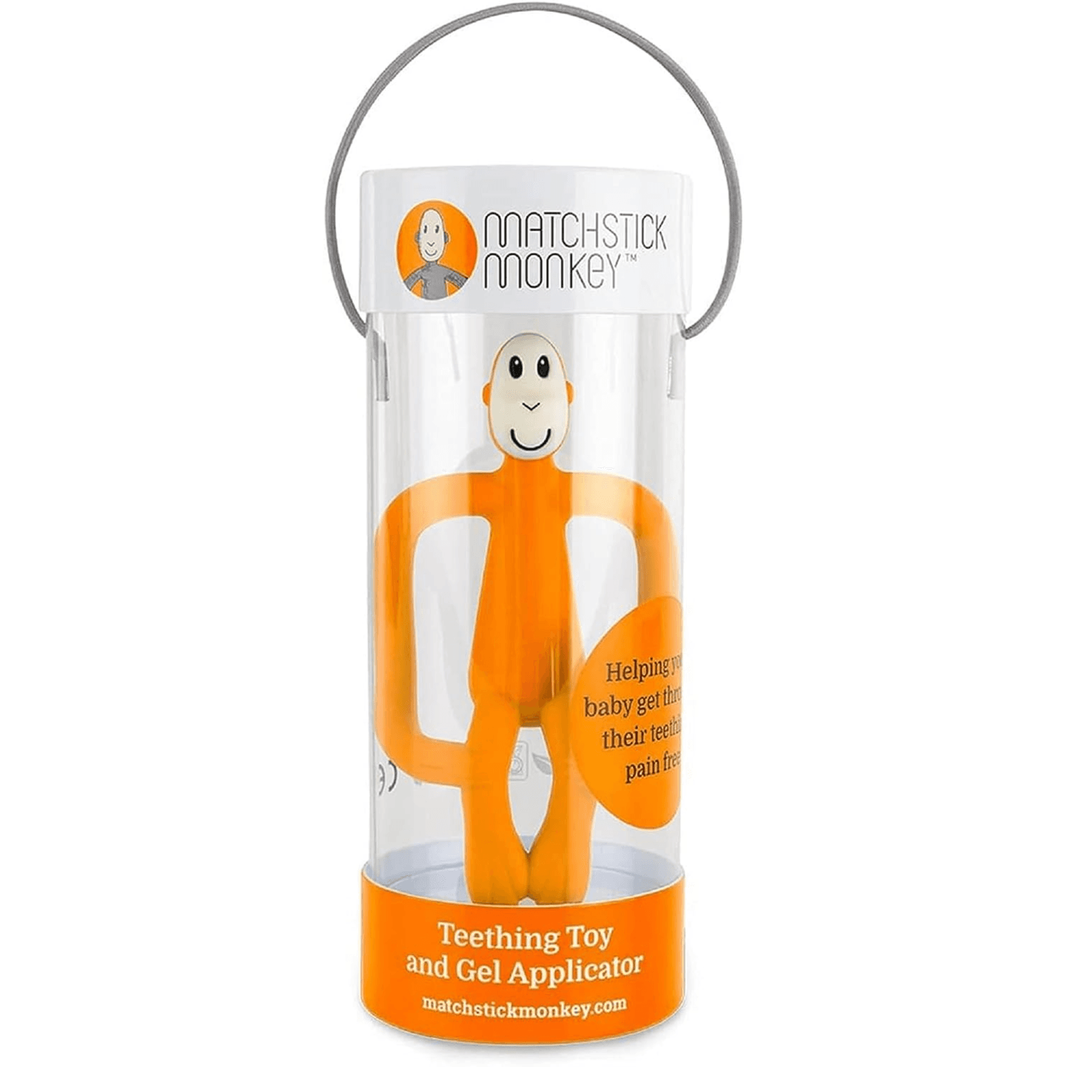 Matchstick Monkey Original Teether & Gel Applicator Silicone Rubine Orange Monkey