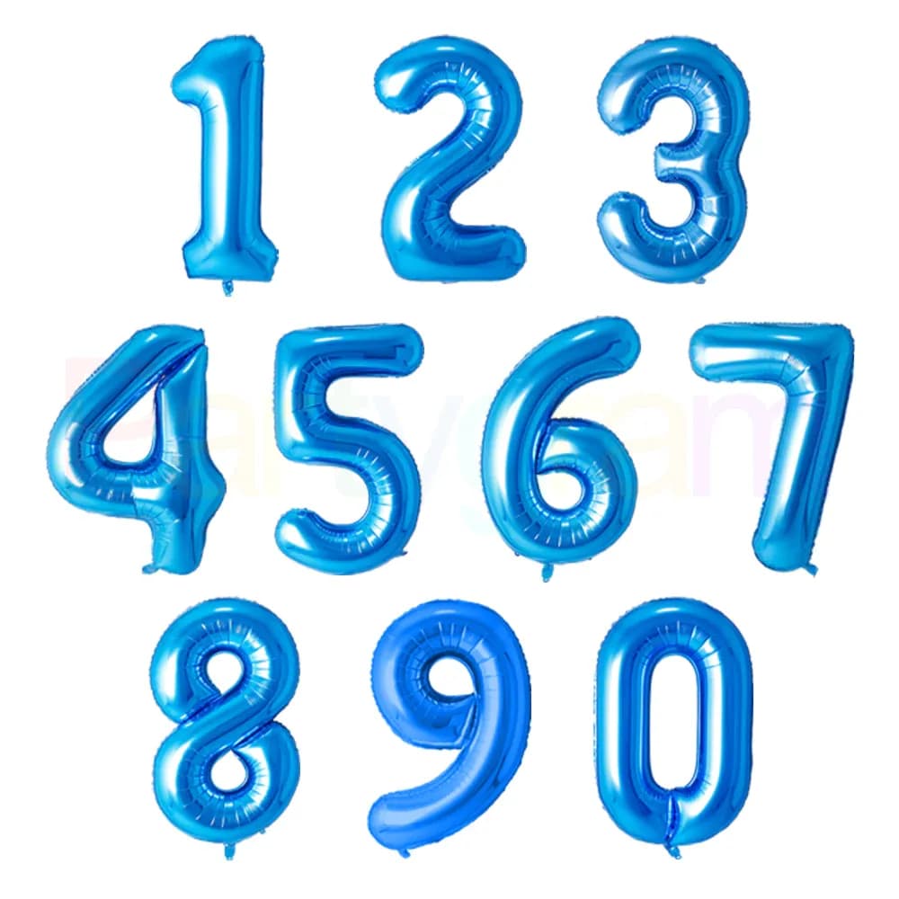 40 Inch Foil Number Blue Color With Helium (Choose 1 Number Only)