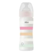 Chicco Baby Well Being Feeding Bottle For Girls - White - 250Ml - Medium Flow - Silicone