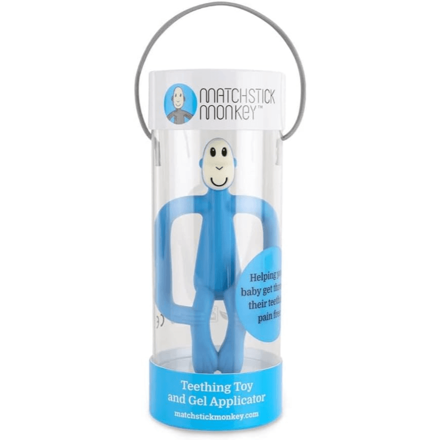 Matchstick Monkey Original Teether & Gel Applicator Silicone Rubine Light Blue Monkey
