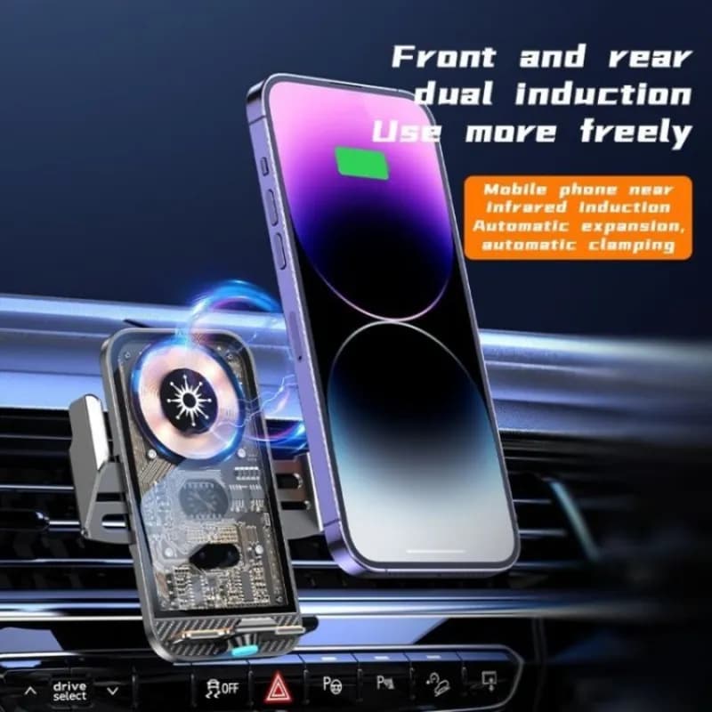 Hoco Dca34 Core Transparent Wireless Charging Car Holder 15w (Infrared Sensor-touch Switch-never Loosen)