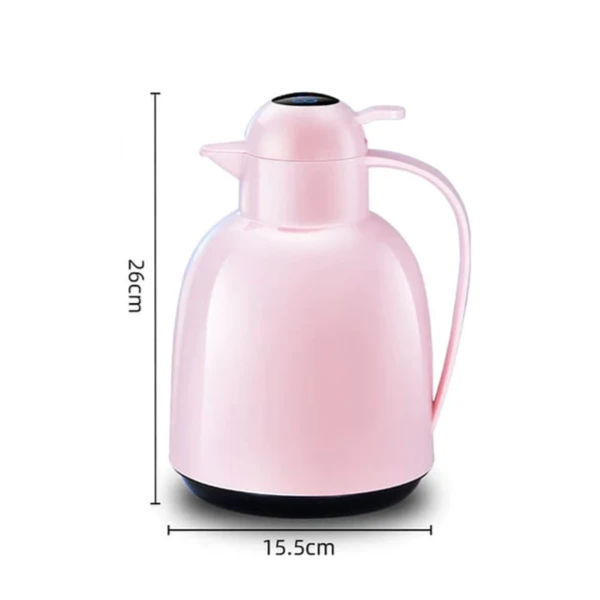 LED Temperature Display Vacuum Insulated Flask - 1.5L Capacity Glass Liner Thermo Pot-PINK