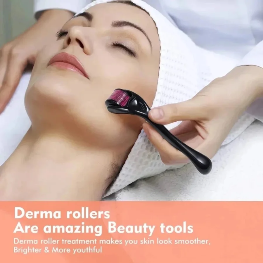 Derma Roller, Needle Roller - Anti-ageing System With 540 Needles 0.50mm For Skin Hair-black+red