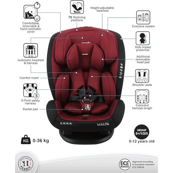 Nania Malta Red Black Baby Car Seat