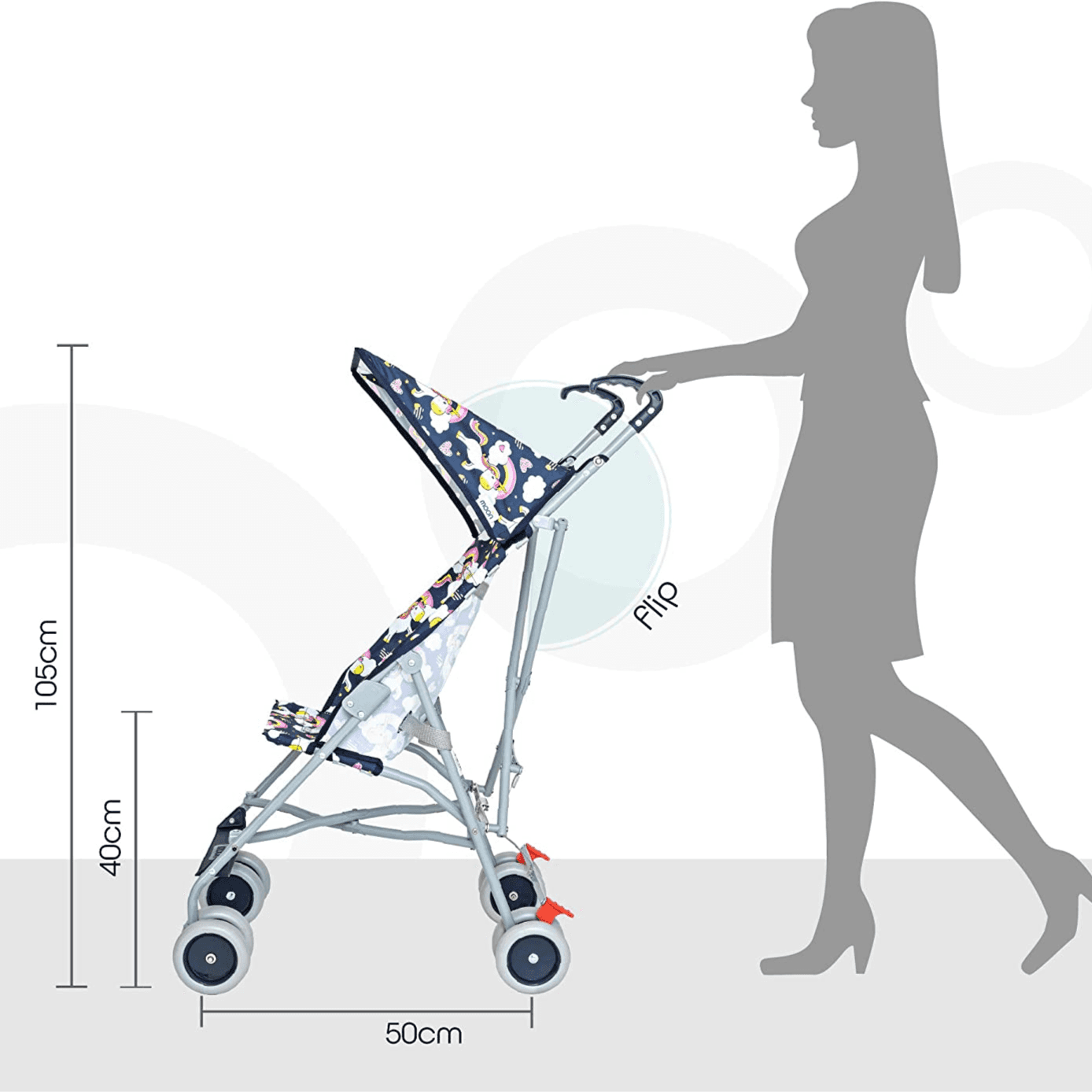Moon Jet Ultra Light Weight Compact Fold Buggy Stroller Unicorn (Buy 1 Get 1 Free)
