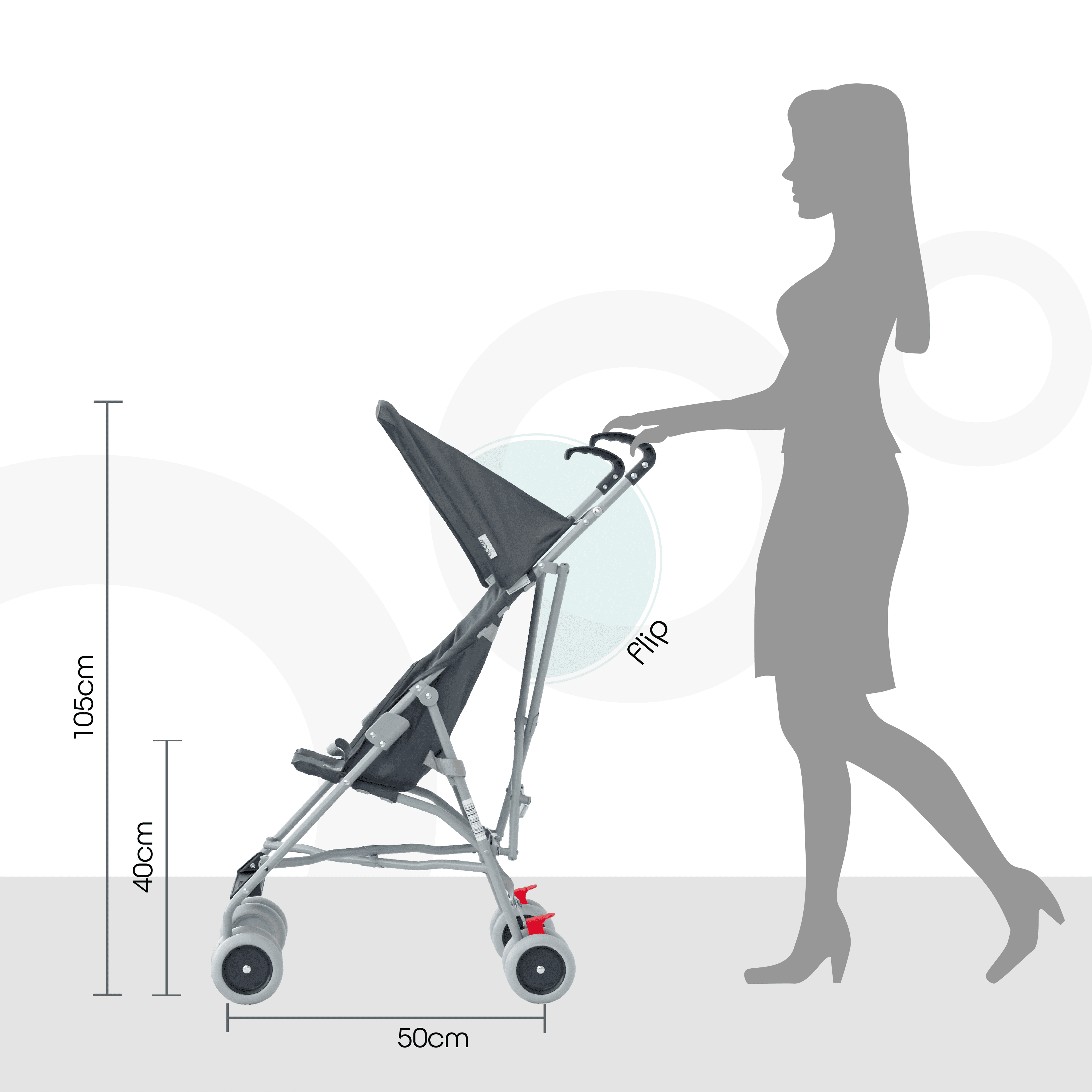 Moon Jet Light Weight Compact Fold Buggy Stroller Dark Grey (Buy 1 Get 1 Free)