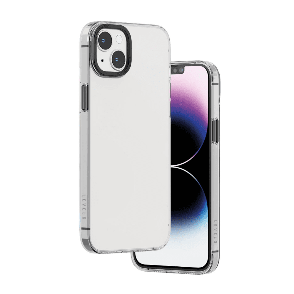 Levelo Sensa Clear Back Case For iPhone 14 Plus - Clear/Gray