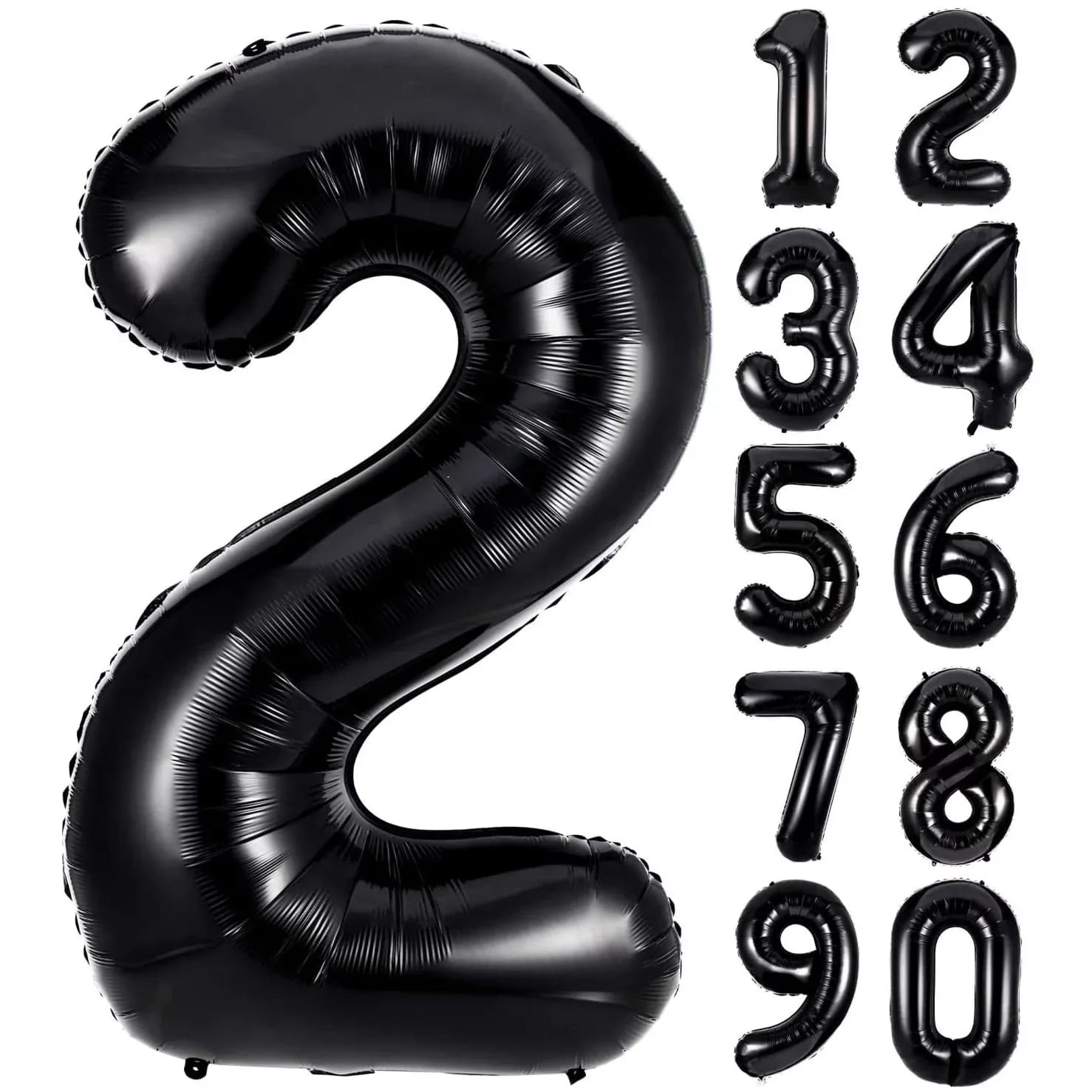 40 Inch Foil Balloon Black Color With Helium ( Choose 1 Number Only )