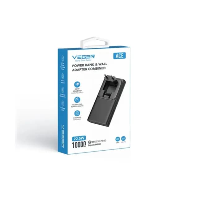 Veger Power bank and Wall Adapter Combined ACE100 10000Mah