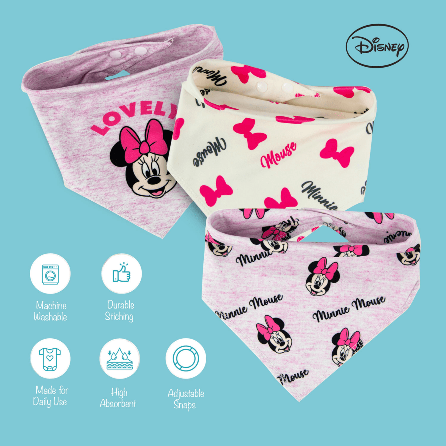 Infant Bib Po3 Mickey Bandana Bibs - 2 (Buy 1 Get 1 Free)