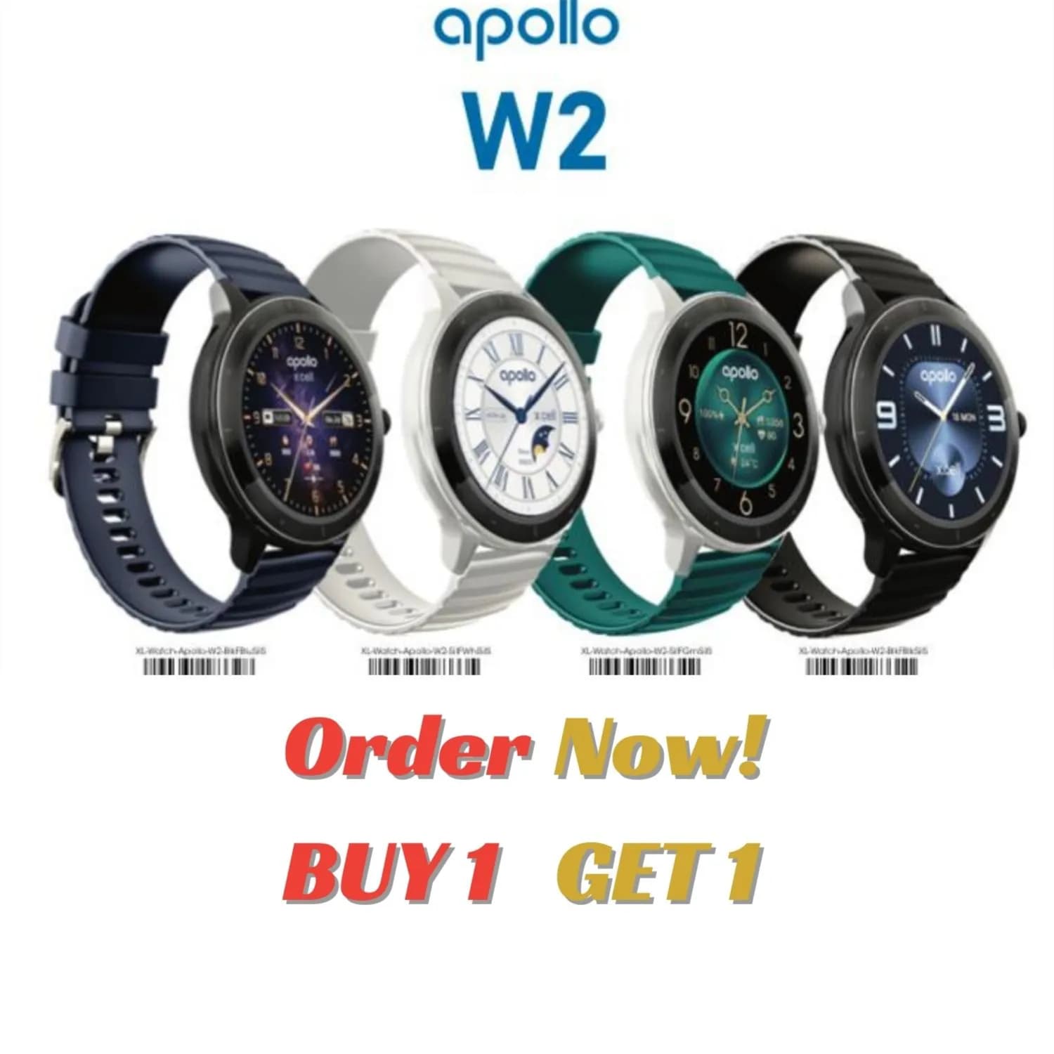 X.CELL Apollo W2 Smartwatch-Green (1.39 HD Display-Heart rate sensor-Magnetic charging base) ( BUY 1 GET 1)