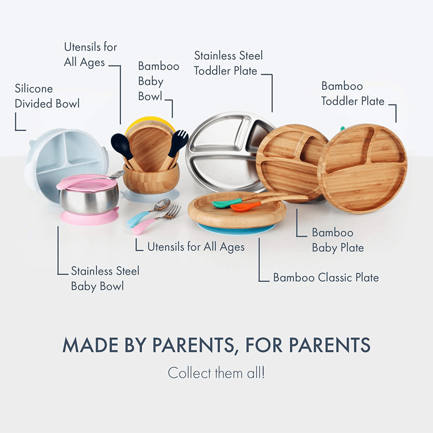 Avanchy Bamboo Suction Classic Plate + Spoon Og