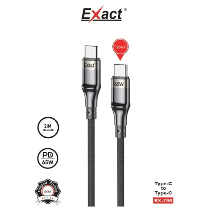 65W Exact Type-C To Type-C Charging Cable 2M EX-796