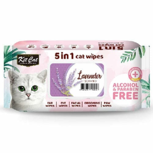 Kit Cat Wet Wipes 5 In 1 Lavender Scented 80 Pcs