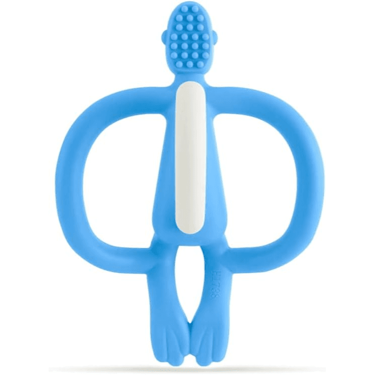 Matchstick Monkey Original Teether & Gel Applicator Silicone Rubine Light Blue Monkey