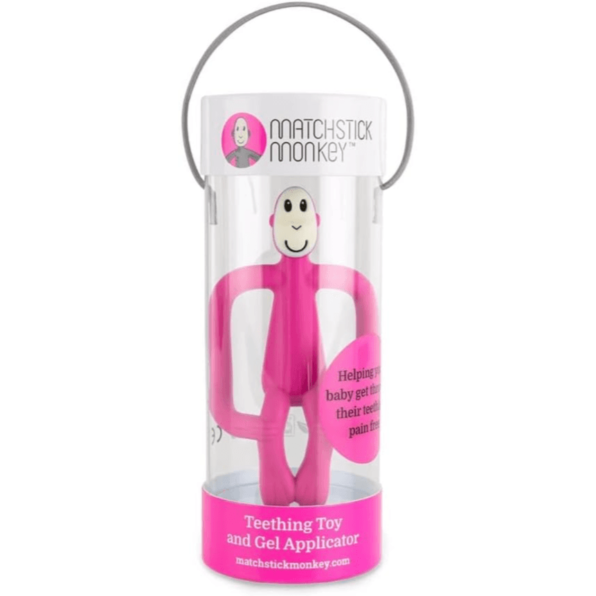 Matchstick Monkey Original Teether & Gel Applicator Silicone Rubine Pink Monkey