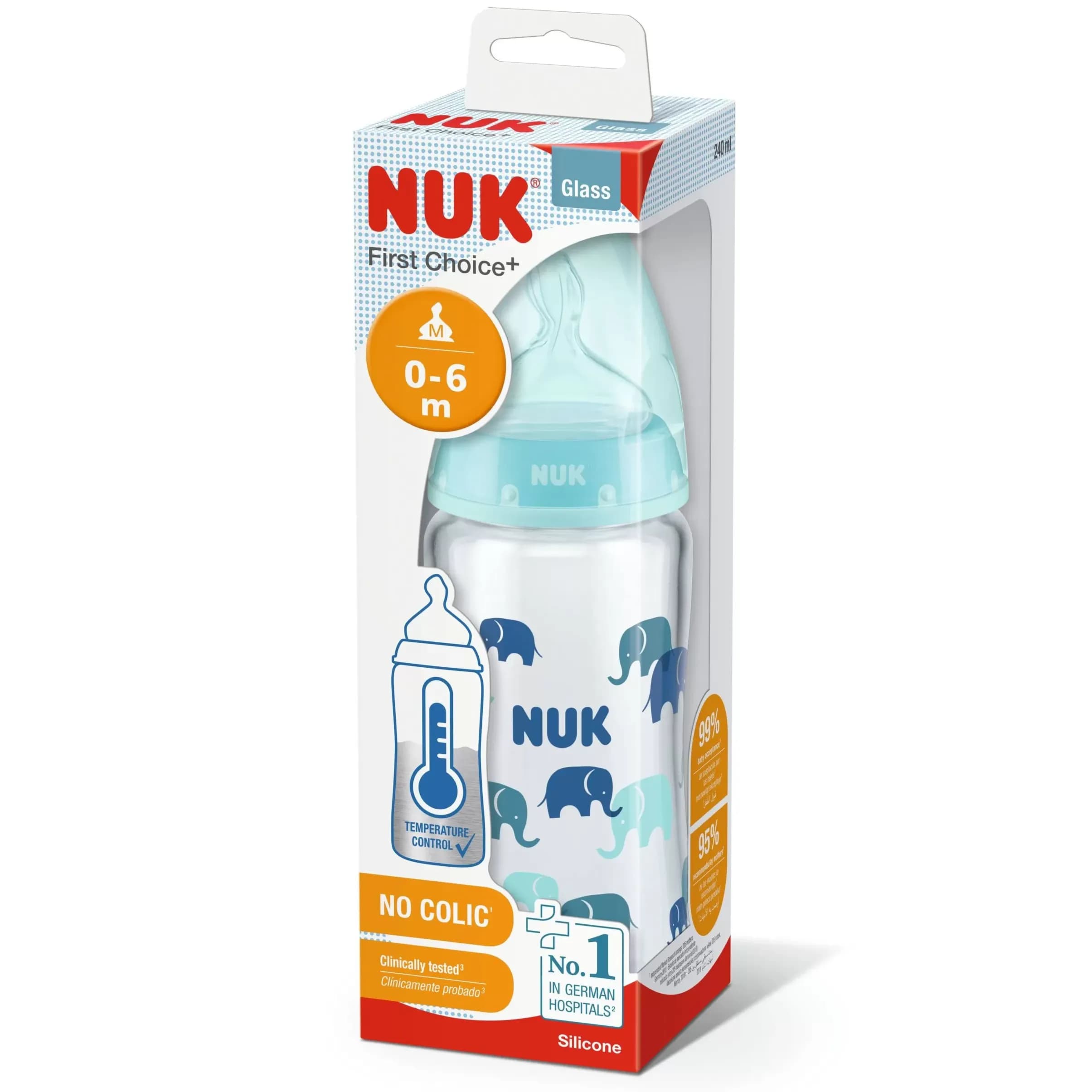 Nuk First Choice Plus Temperature Control Glass Bottle 240ml