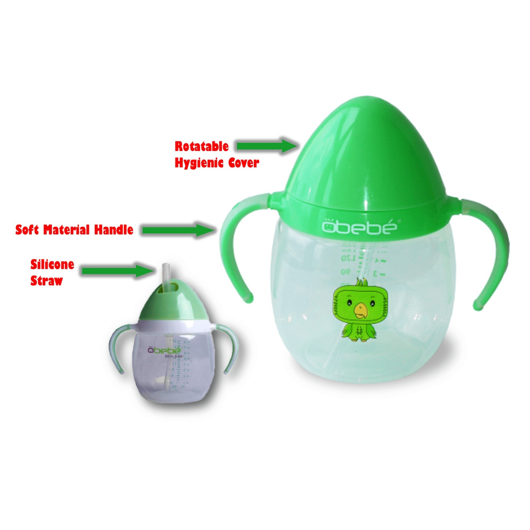 Obebe Straw Cup Green 240ml