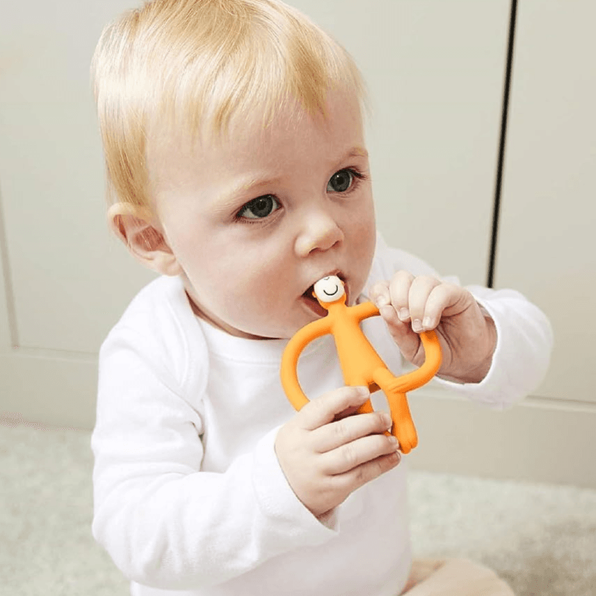 Matchstick Monkey Original Teether & Gel Applicator Silicone Rubine Orange Monkey