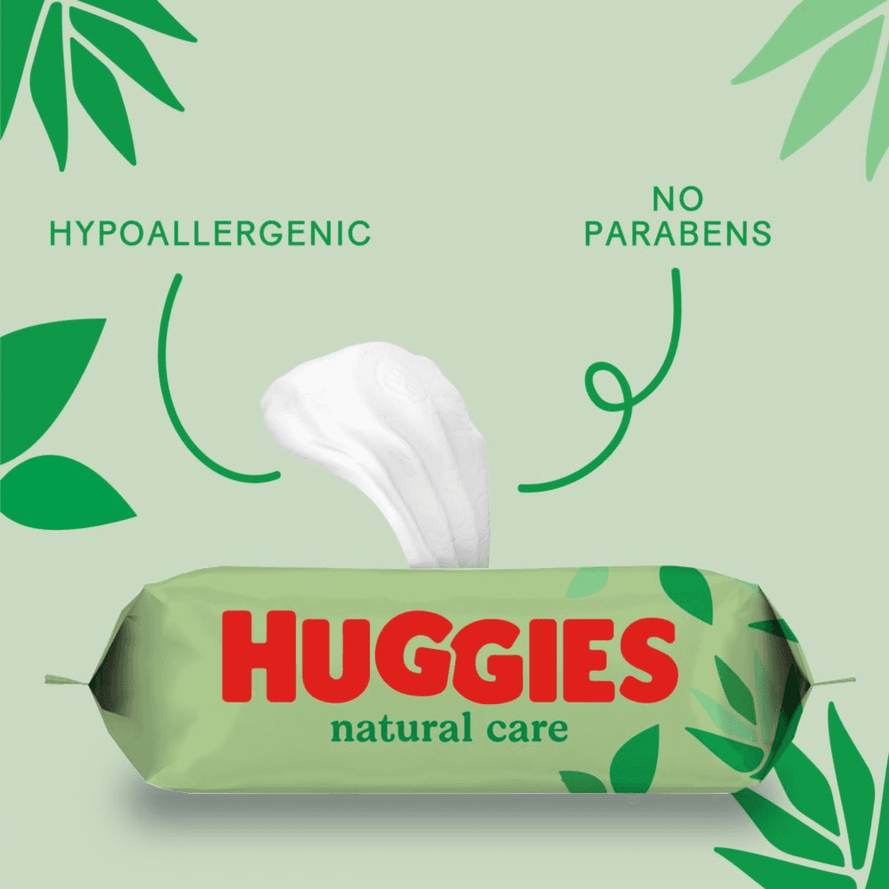 Huggies Baby Wipes Natural Care 56's 2+1 Free