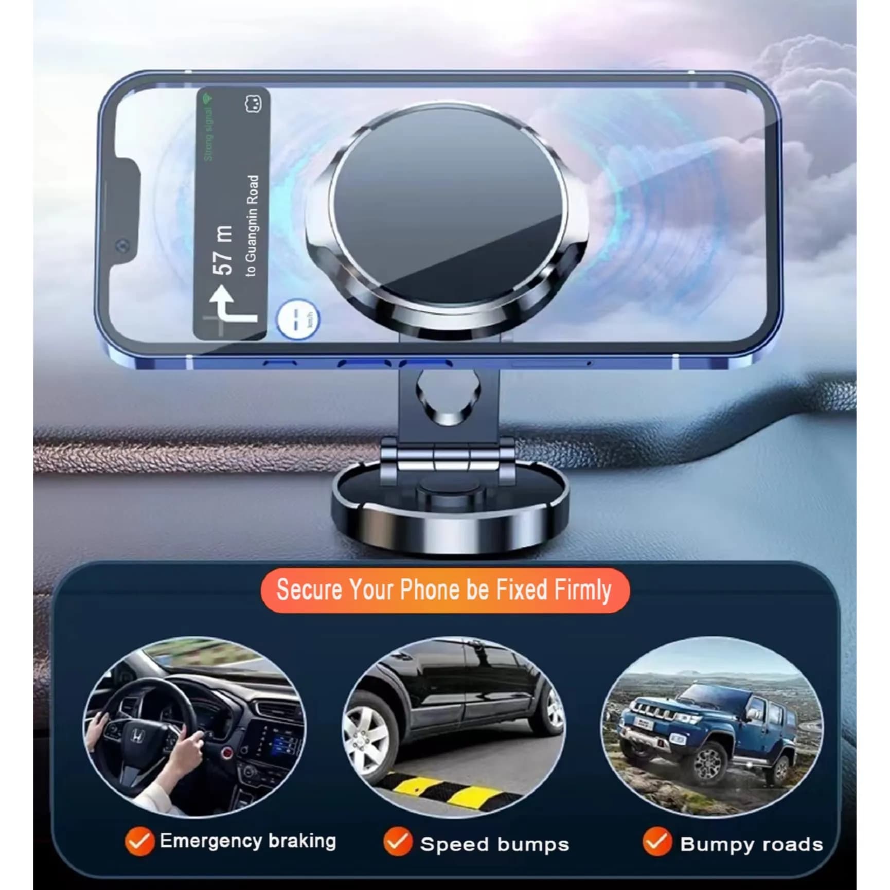 Car Mobile Phone Holder 360 Degree Adjustable Magnetic Mobile Phone Holder for Dashboard