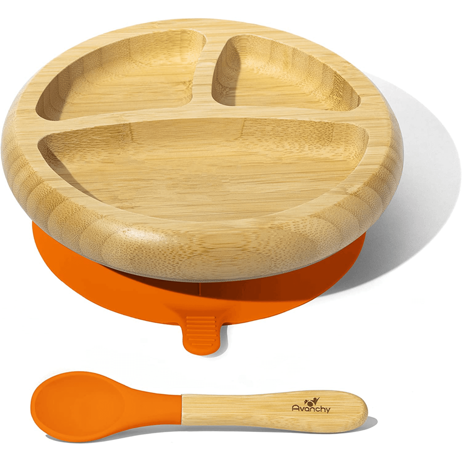 Avanchy Bamboo Suction Classic Plate + Spoon Og