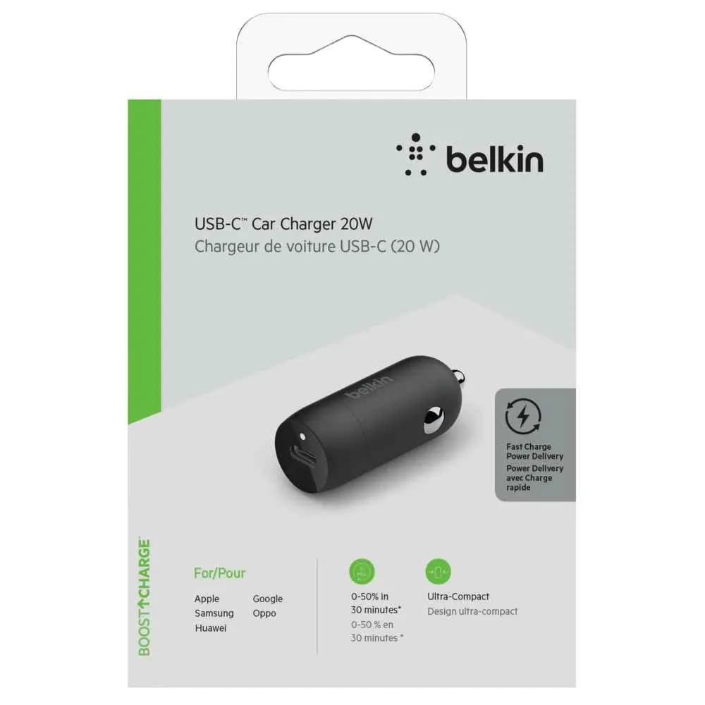 Belkin BoostCharge 20W USB-C PD Car Charger (For Apple-Samsung-etc..)