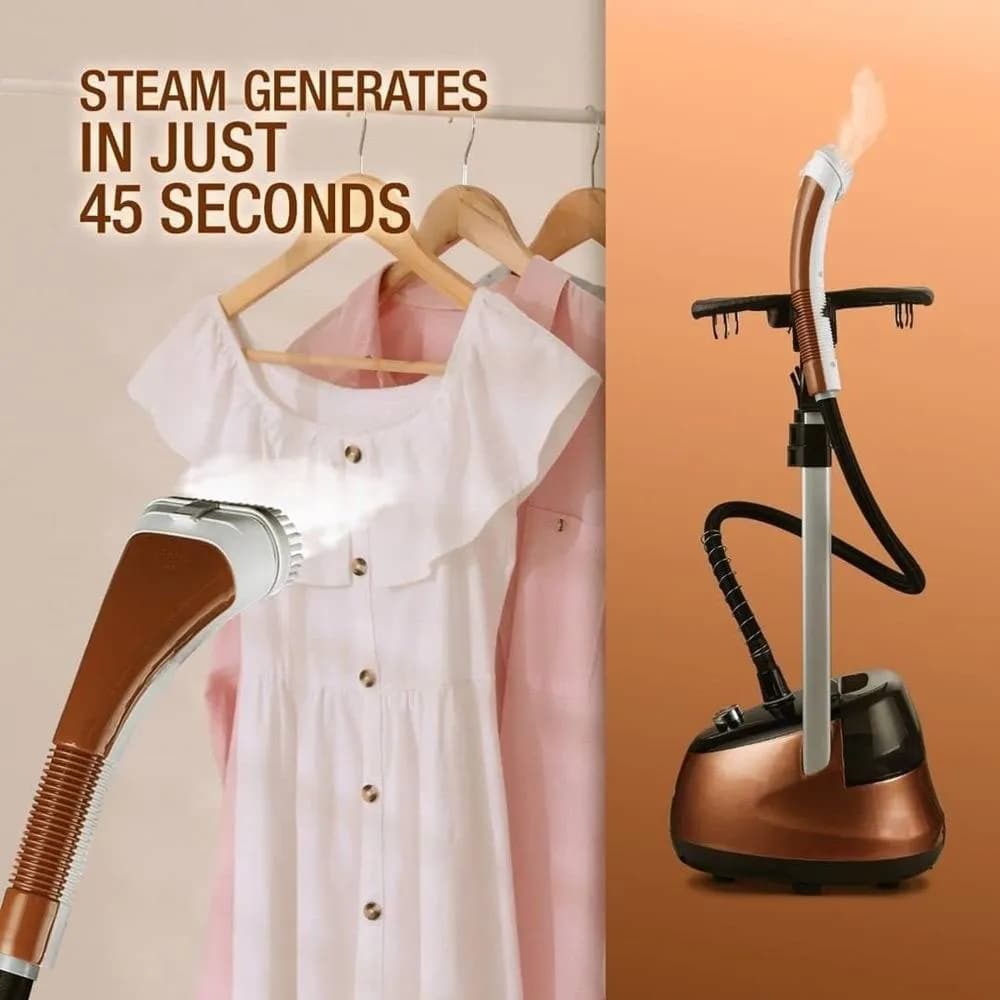 Clikon CK4036 Garment Steamer, Quick Steam, 2.2L Water Capacity, 2000W Power, Leak Proof Valves, 125Cm Hose Length, Brown | CK4036