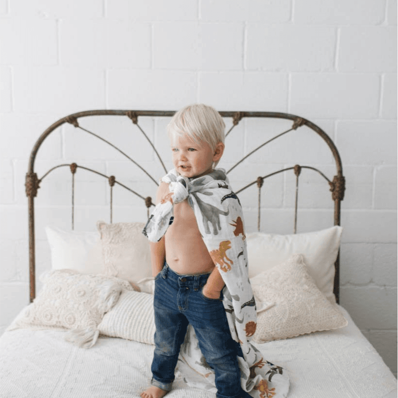 Little Unicorn Cotton Muslin Swaddle Blanket Dino Friends