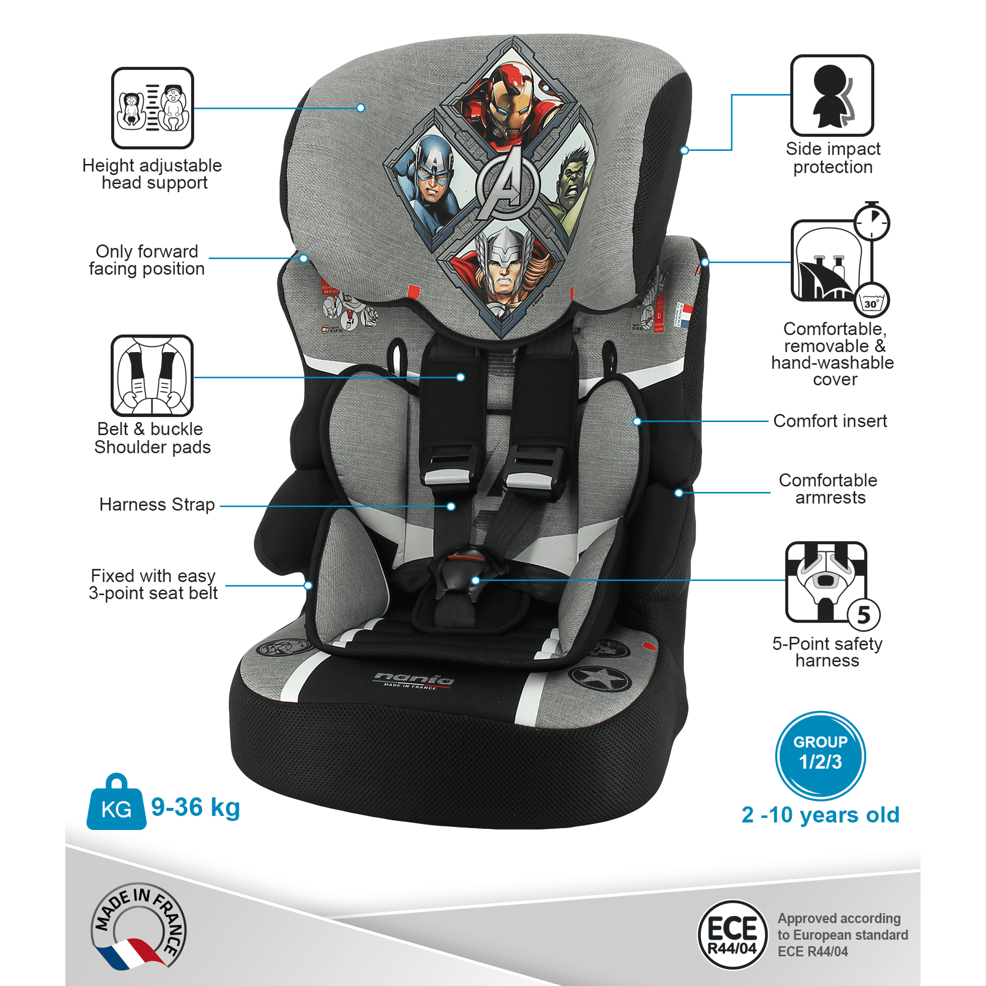 Nania Beline Avengers Grey Carseat