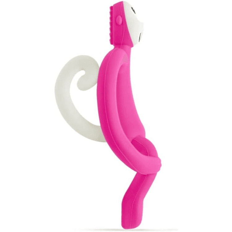 Matchstick Monkey Original Teether & Gel Applicator Silicone Rubine Pink Monkey