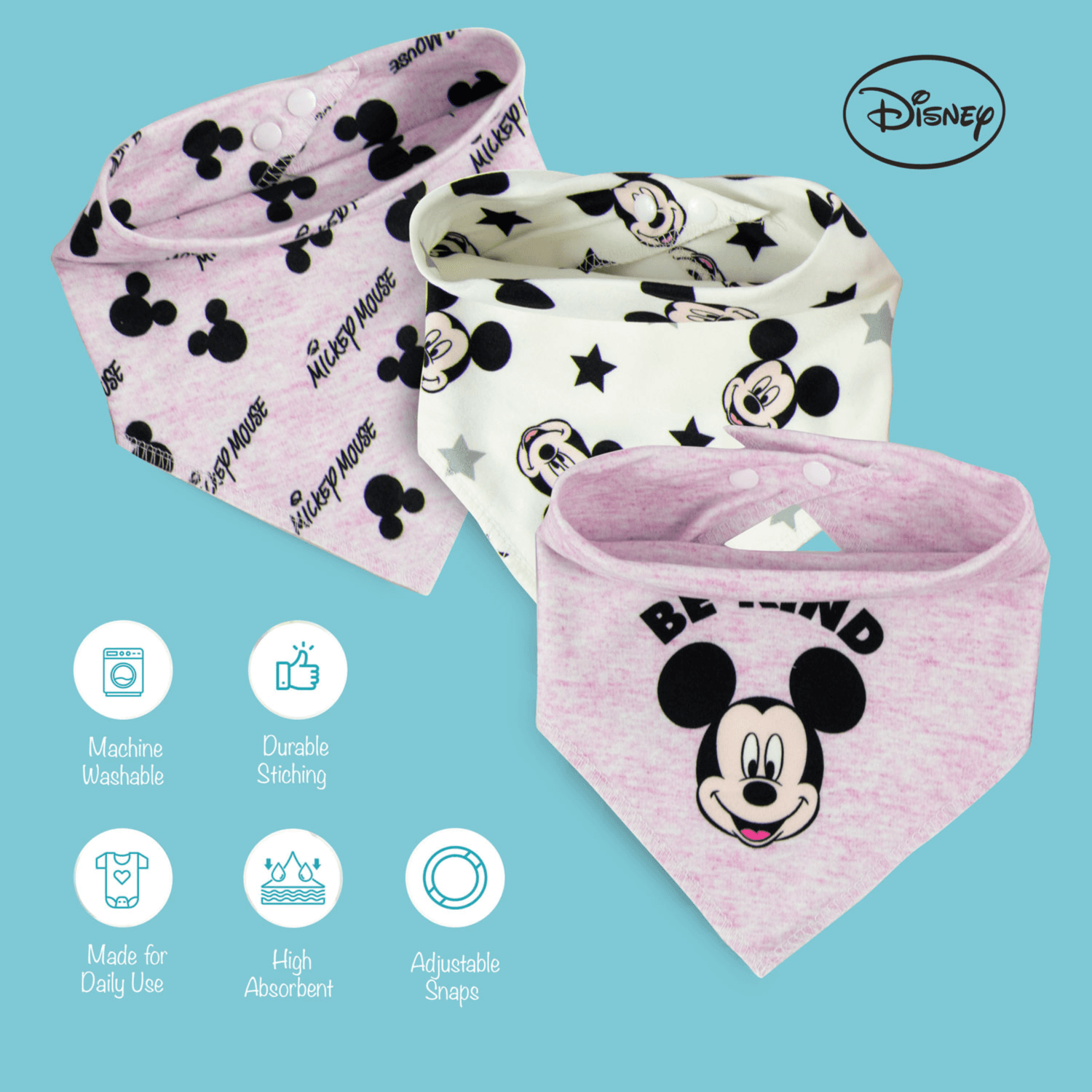 Infant Bib Po3 Mickey Bandana Bibs - 1 (Buy 1 Get 1 Free)